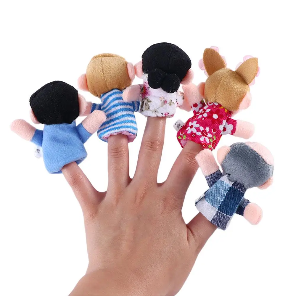 Cute Educational Toy Boys Girls Toys Cartoon Doll Kids Gifts Plush Toys Hand Puppet Family Finger Puppets Set Finger Doll