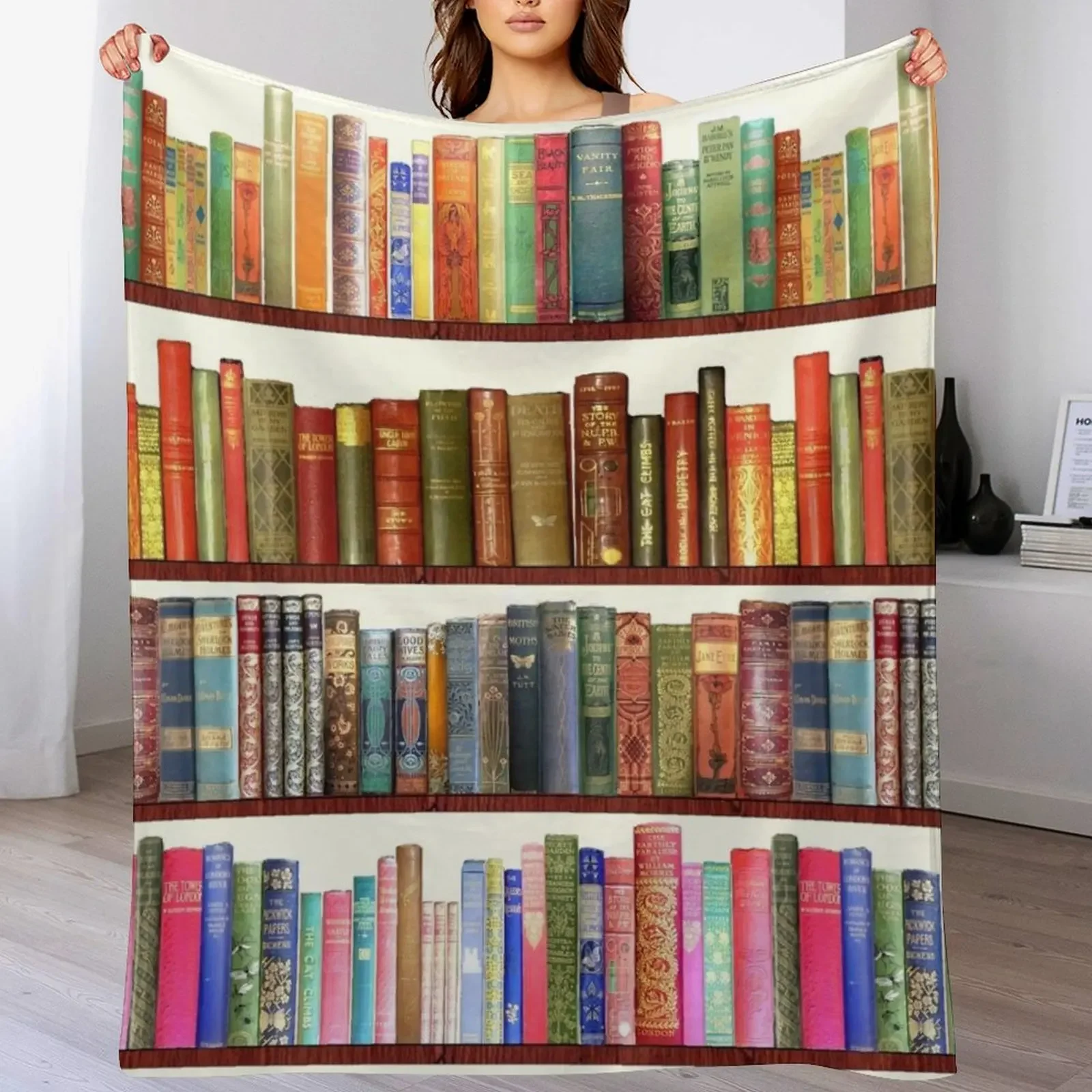 

Jane Austen Antique Books Throw Blanket Sleeping Bag Travel Flannel Cute Blankets