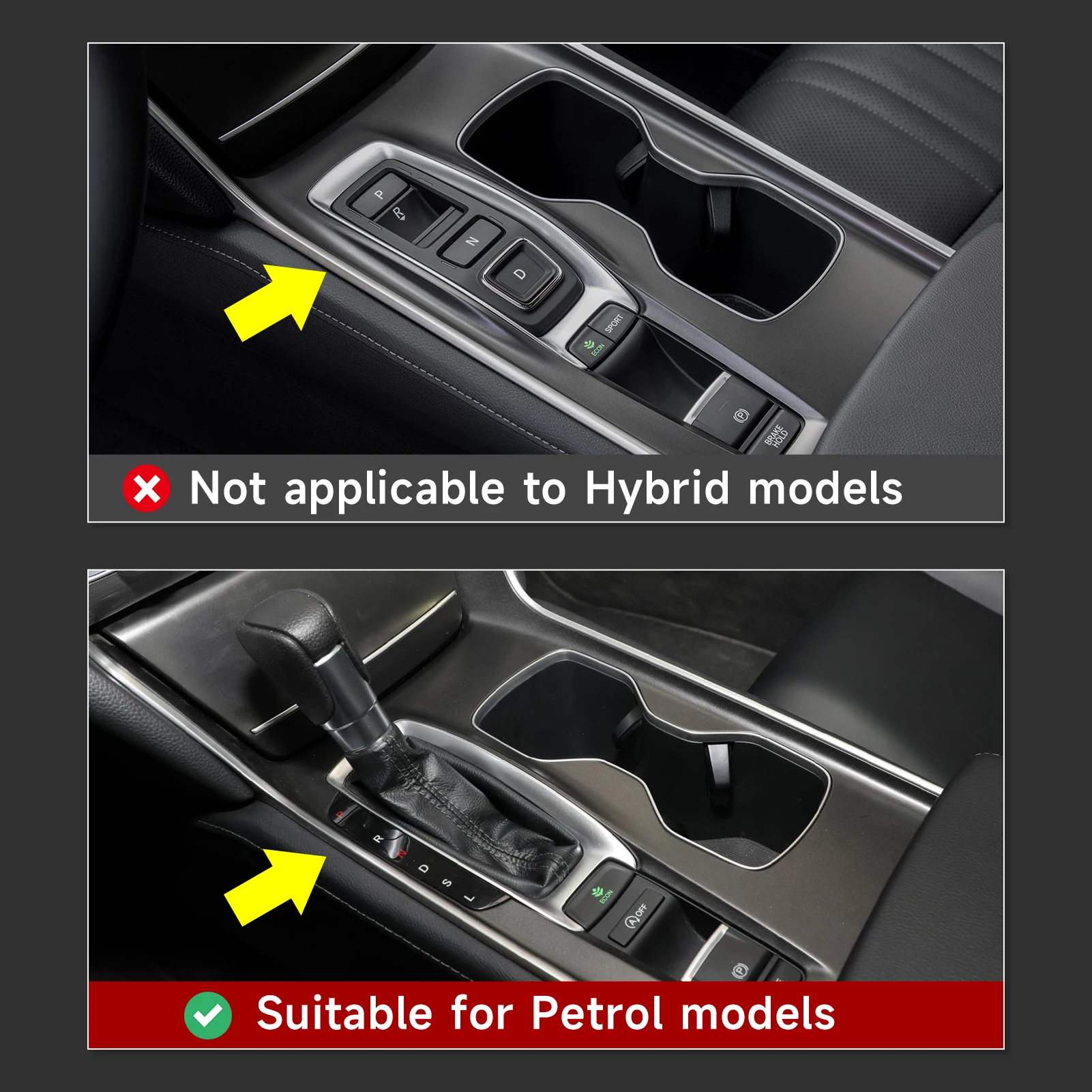 Auto-Mittelkonsole, Schalthebel, Lenkradverkleidung für Honda Accord 10. Generation 2018-2022 Zubehör. ABS-Kohlefaser-Innenausstattung. – Detail 2