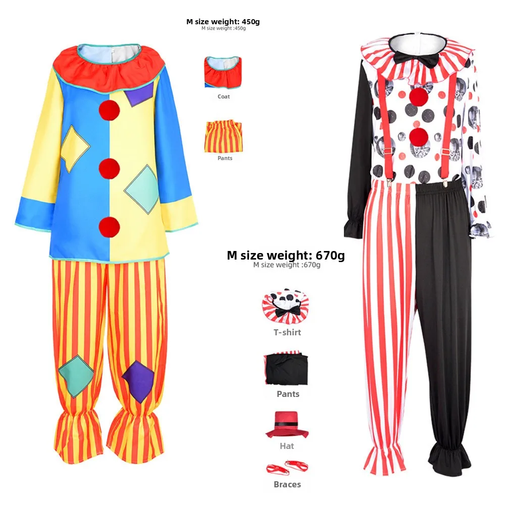

New loween Circus Clown Costume Versatile Funny Stage Performance Outfit Polyester Material Women's Ethnic Stage Clothing