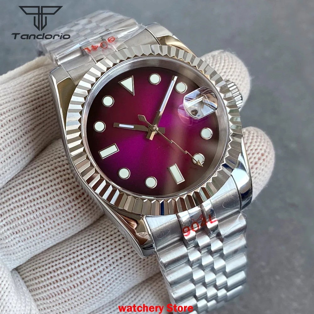 تخصيص 36 مللي متر/39 مللي متر NH35A ساعة أوتوماتيكية الرجال ساعات المعصم الميكانيكية الياقوت الزجاج مضيئة Reloj Hombre نافذة التاريخ العقيمة