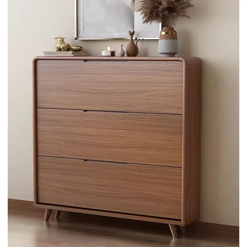 Minimalist Modern High-capacity Household Doorstep Flip Bucket Type Solid Wood Ultra-thin Shoe Cabinet