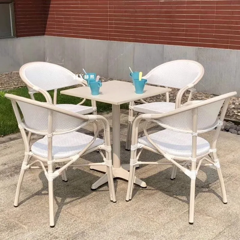 Outdoor mesh chair waterproof sunscreen open-air woven rattan chair balcony outdoor cafe seat