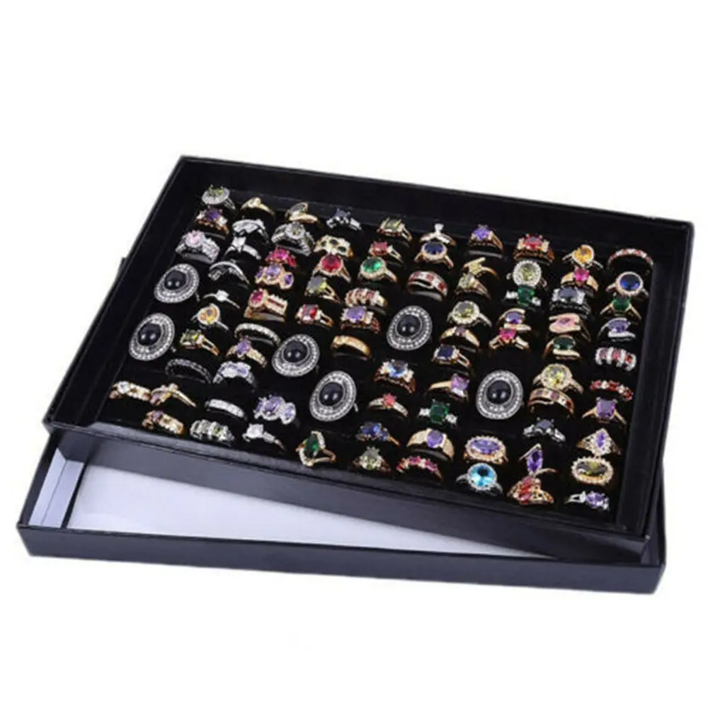 100 Slots Jewelry Display Organizer Box Tray Holder Jewelry Storage Case With Detachable Foam Jewelry Show Case Container New