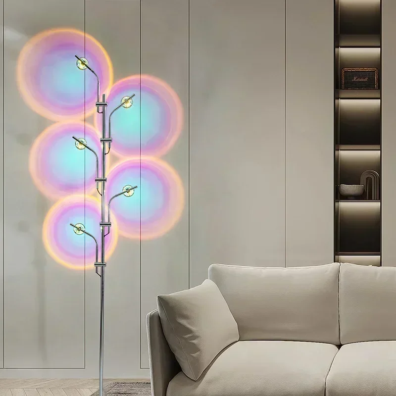 Luxury LED Projection Floor Lamp Nordic Rainbows Standing Lamps Art Bar Bedroom Bedside Floor Lights Home Decora Dropshipping