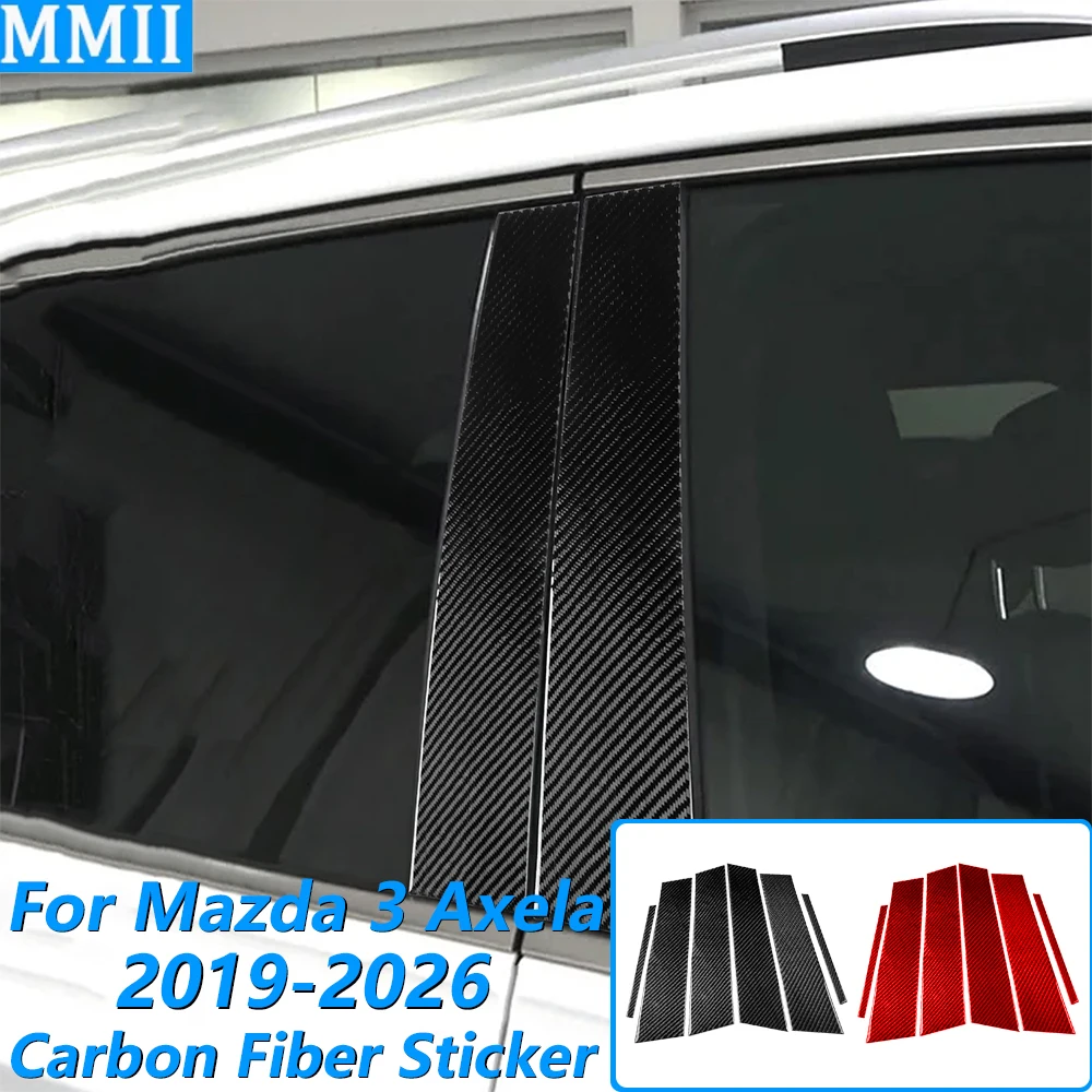 

For Mazda 3 Axela 2019-2026 Real Carbon Fiber External Door B-pillar Panel Decorative Cover Car Accessories Decoration Sticker