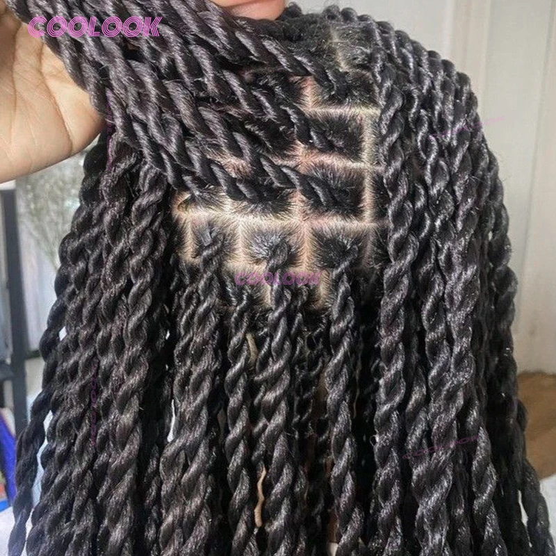 

Парик из волос Twist Braids Синтетические полные кружевные плетеные парики для чернокожих женщин Коробка без узлов Twist Braid Wig Плетеные парики Дешевые