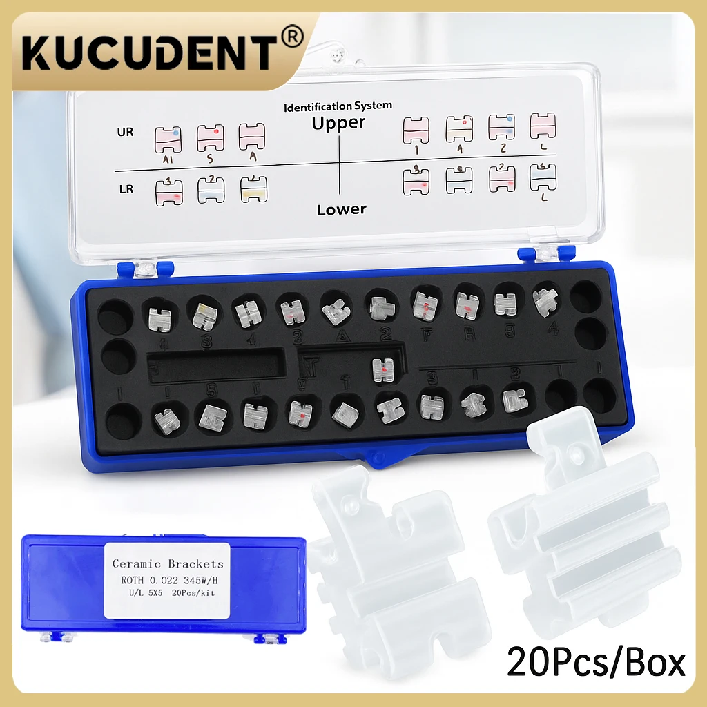 20 unids/pack soportes de cerámica de ortodoncia Dental Roth MBT 022 con 345 ganchos monobloque para aparatos ortopédicos alineación de dientes dentista Ki