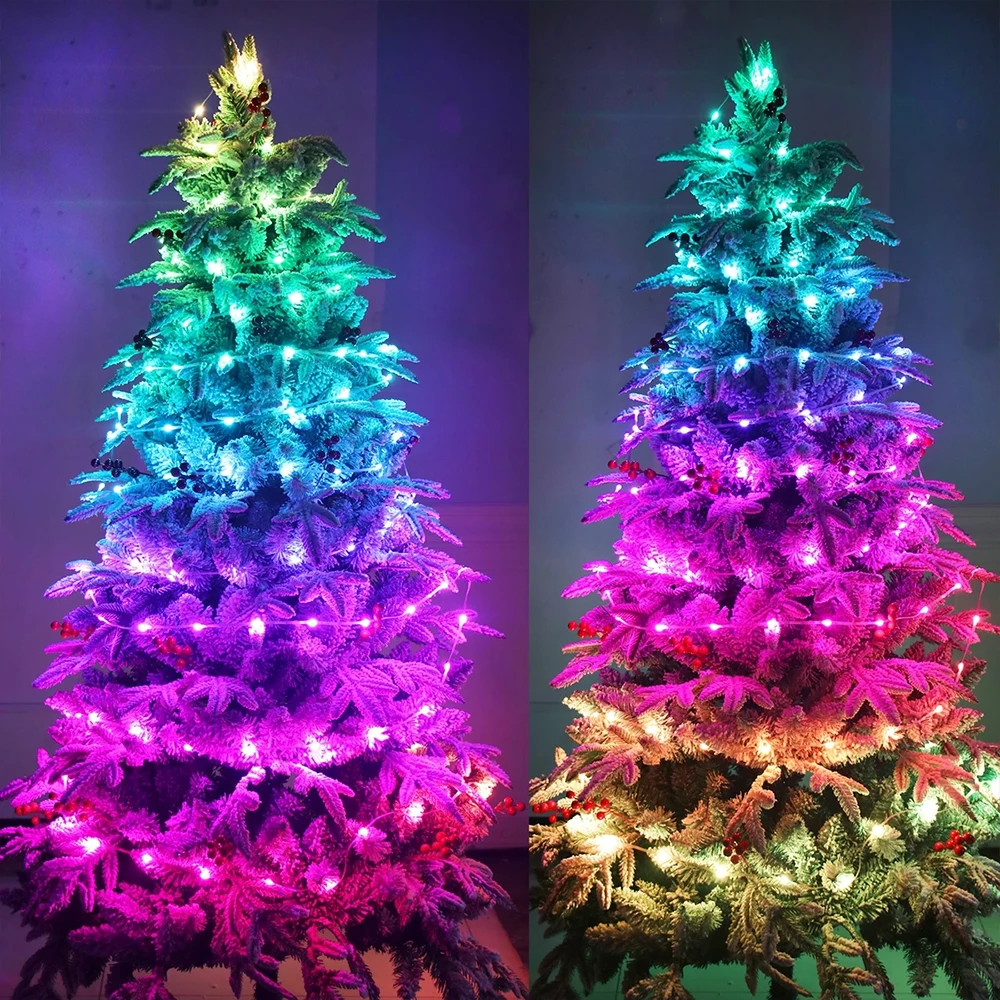 Imagem -03 - Inteligente Cortina String Luz Led String Dreamcolor Luzes de Natal Iluminação Rgb Endereçável Ws2812b Ws2811 Sk6812 50m1000leds