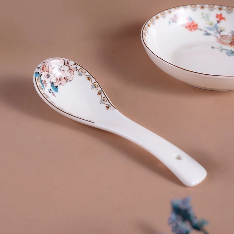 3PC Ceramic Spoon Anti-scald Household Eating Spoon Dessert Spoon Rice Spoon Cute Hotel Restaurant Spoon High-end Tableware