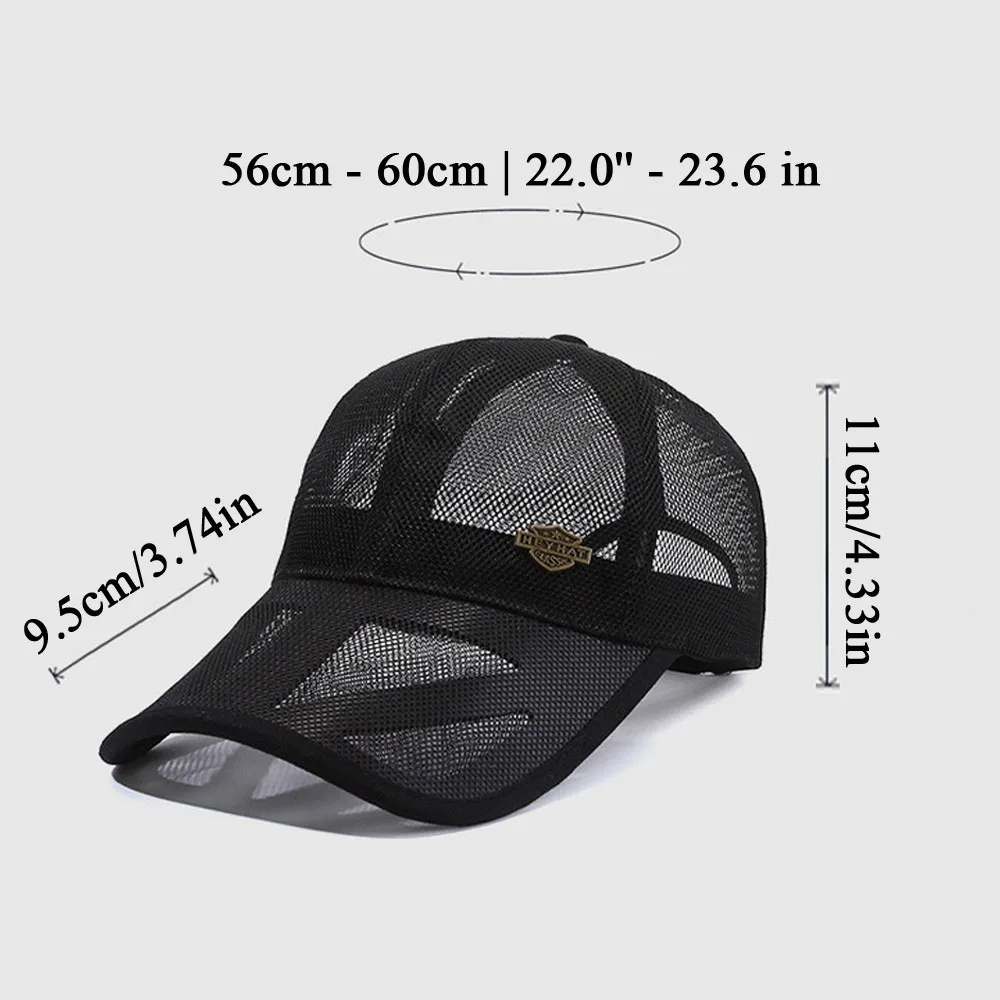 Sombrero de Sol de secado rápido para hombre y mujer, gorra de béisbol ajustable con Cierre trasero, malla completa, Unisex