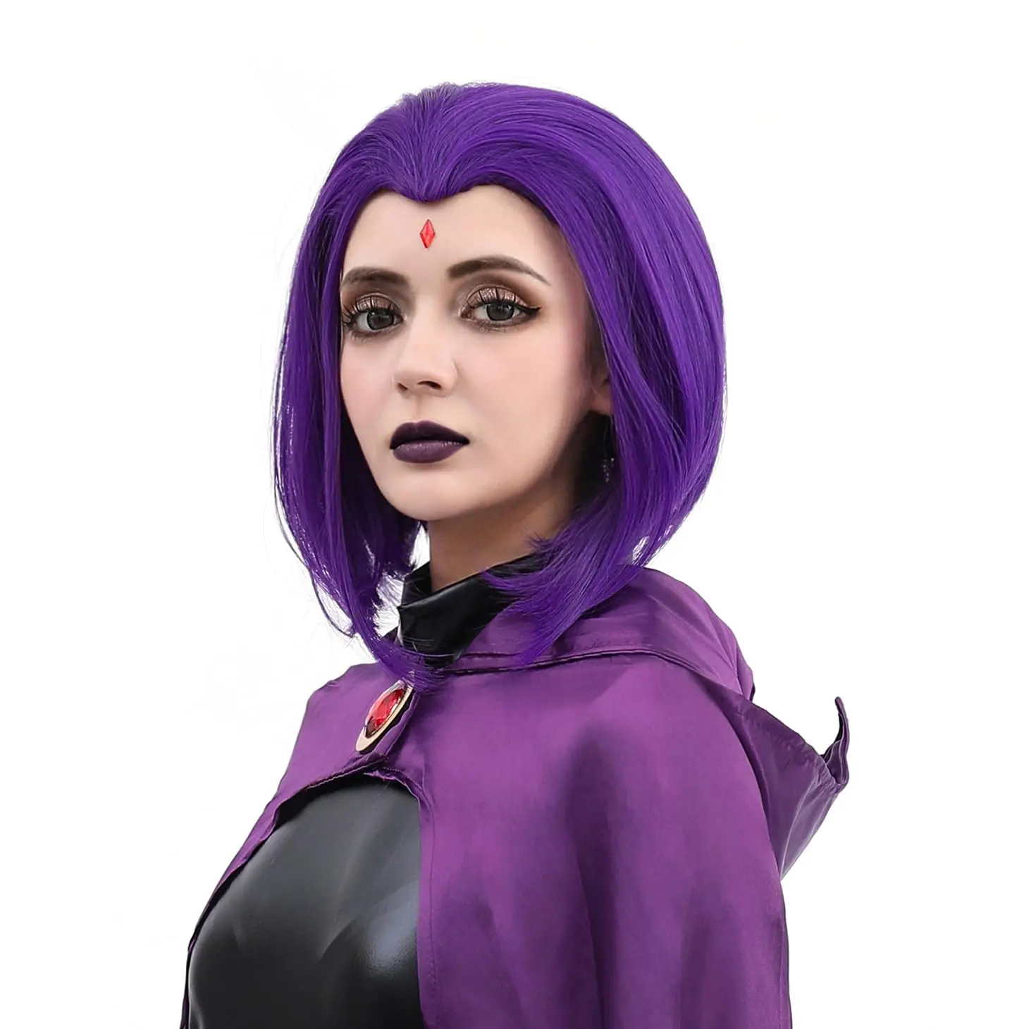 Purple Short Synthetic Wig Cosplay Short Bob Wig Purple Halloween Costume Wigs For Women