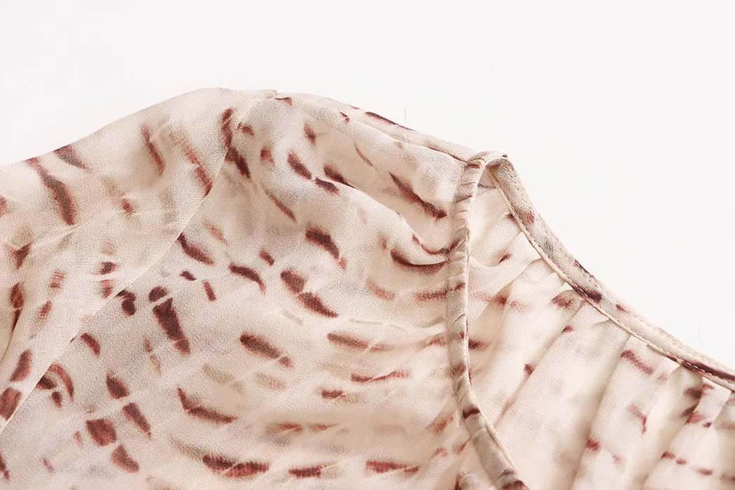 Sommerliches Damen-Shirt mit lässigem Muster, V-Ausschnitt, lockerer und atmungsaktiver Laternenärmel – Detail 20