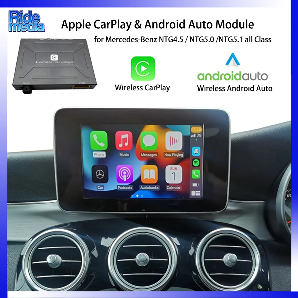 RideMedia 2026 OEM Car Bluetooth Audio Online Update Wireless CarPlay Solution for Mercedes-Benz W205