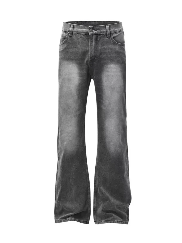 

ey adient Knife Jeans Men's Autumn Winter American High Street Sle Slim Straight Leg Bell Bot Youth Faion