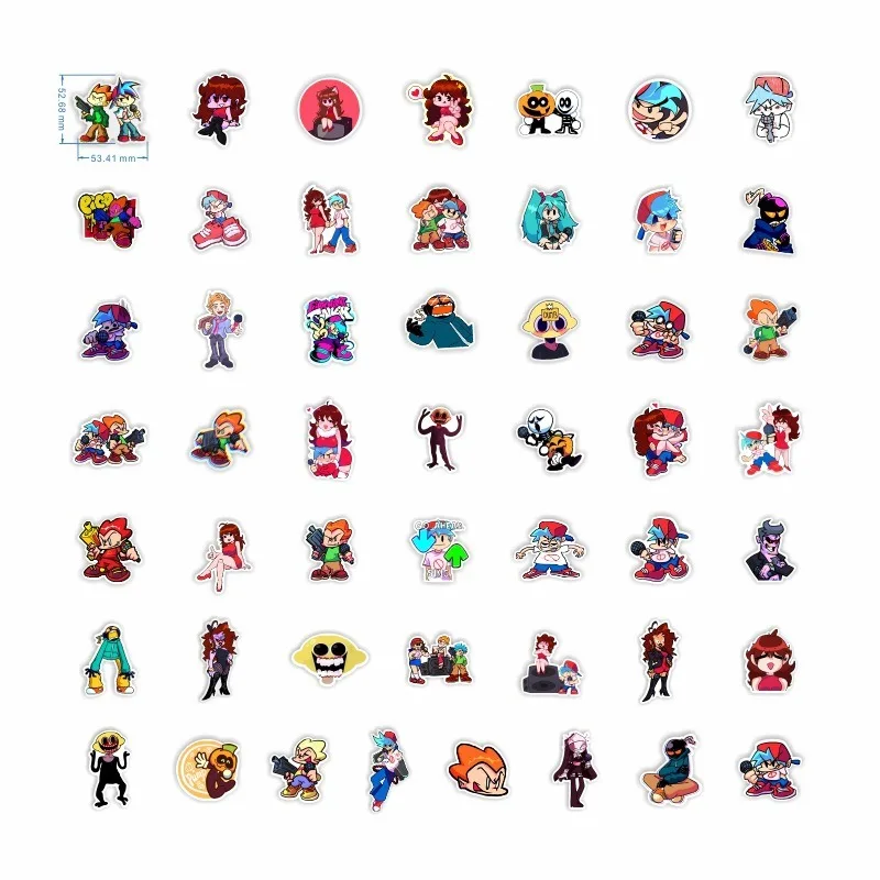 50pcs ‌Friday Night Funkin Cartoon Sticker Luggage Water Cup Stationery Car Mobile Phone Laptop Refrigerator Decoration Sticker