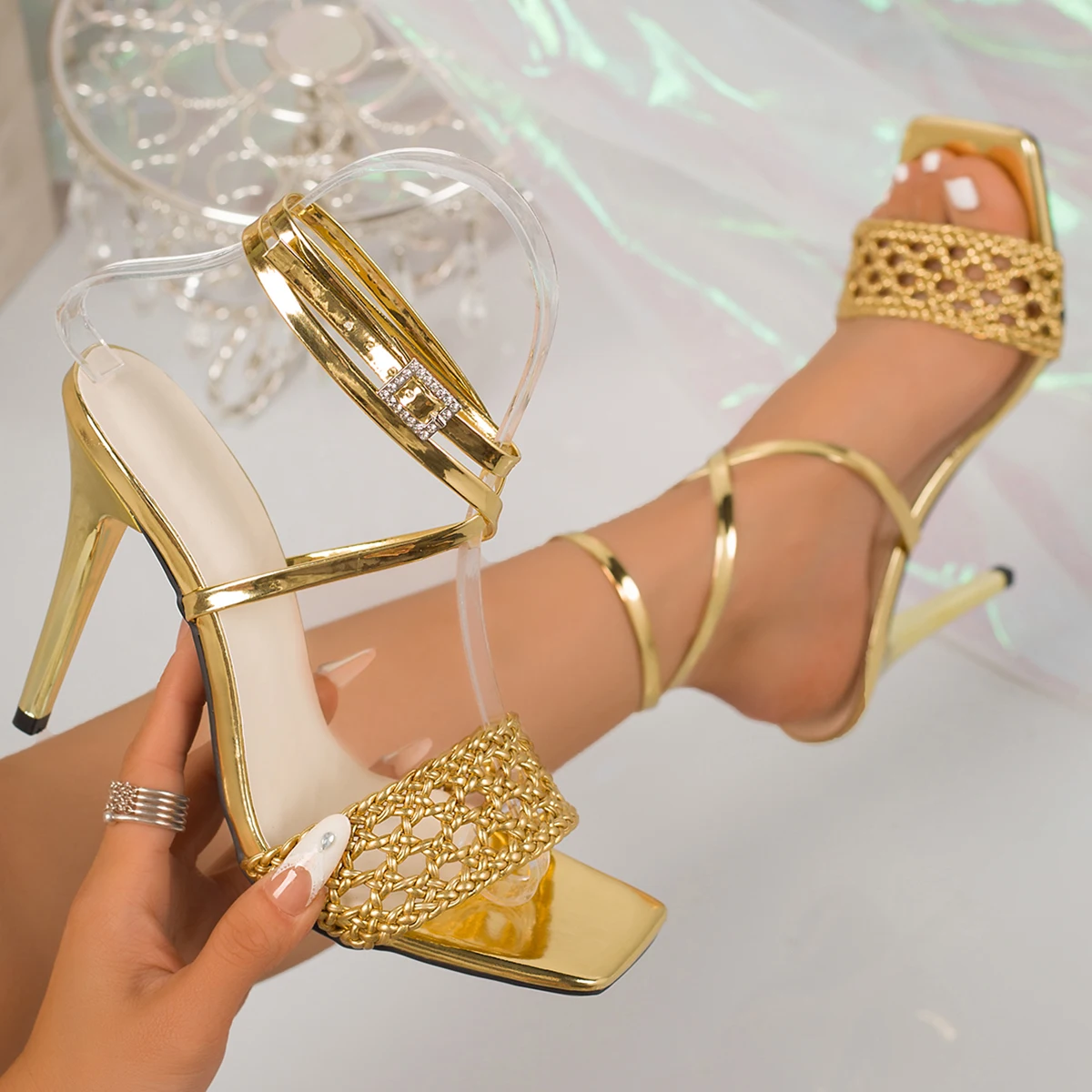 

Women Sandals Trend Luxury Party Pumps Fashionable Summer Women Thin High Heel Sandals Wedding Women Shoes Zapatos De Mujer