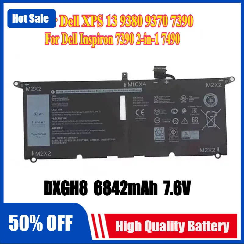 Batería Nueva DXGH8 para Portátil Dell Inspiron 7390 2-en-1 7490 G8VCF H754V 0H754V P82G 52WH para Dell XPS 13 9380 9370 7390