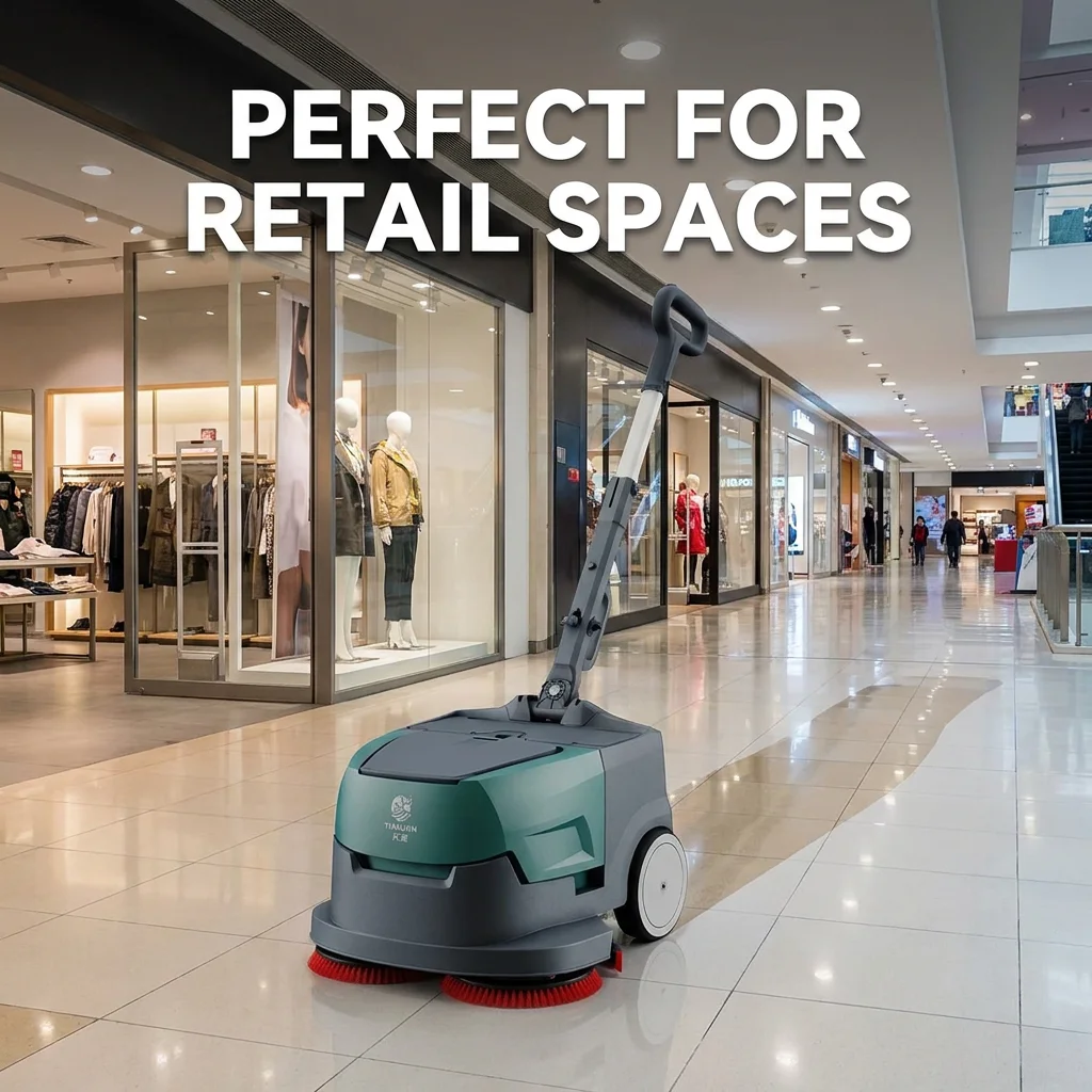 K1 Portable Electric Floor Scrubber 15 Inch 24V Battery Powered Mini Compact Narrow Space Floor Scrubber Dryer