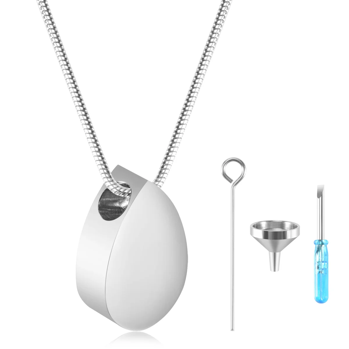 FZFZ パーソナライズされたティアドロップ形状の水滴火葬骨壺ネックレス、灰火葬ジュエリー用の充填キット付き