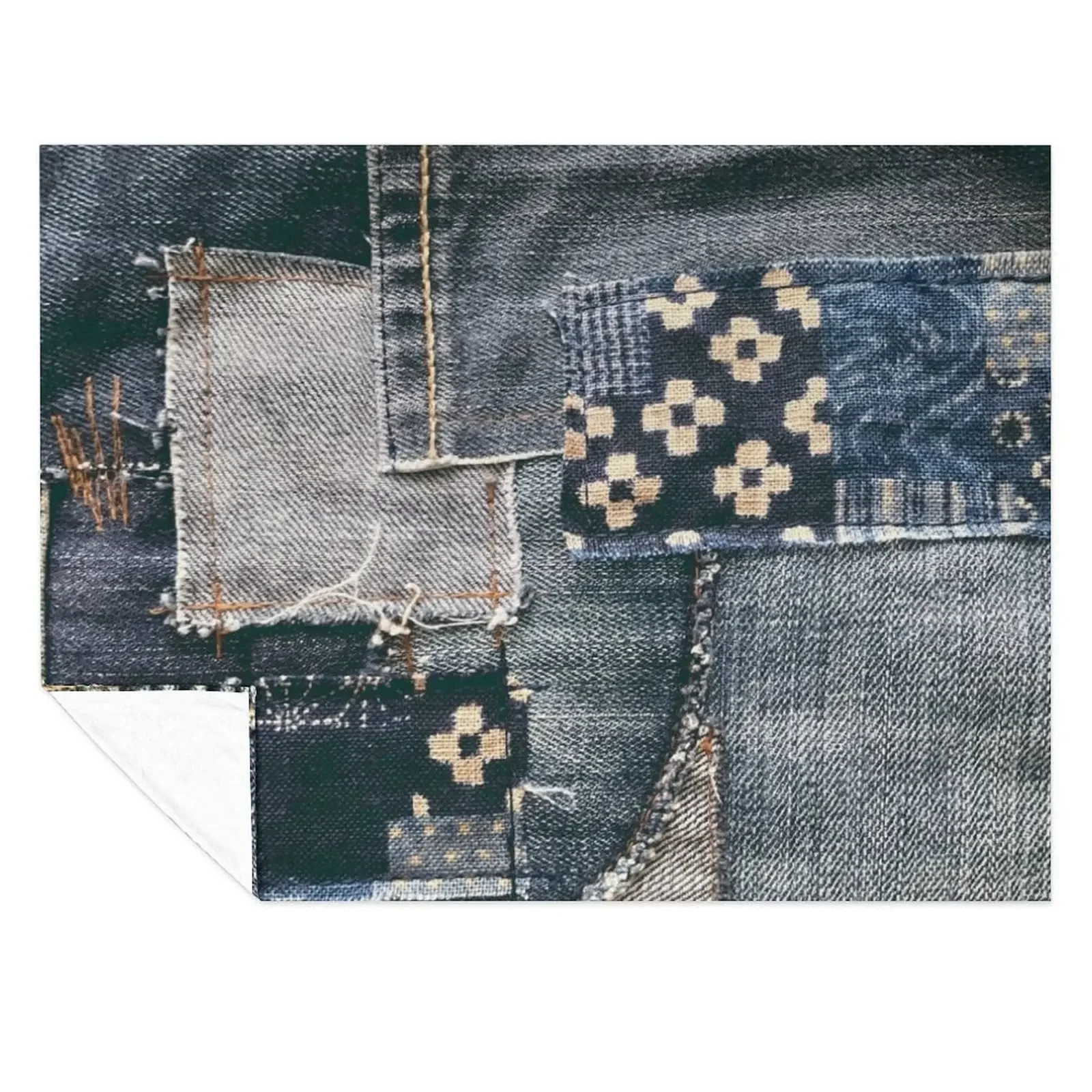 

denim patchwork Throw Blanket Flannel Fabric Thermal Summer Beddings Luxury Blankets