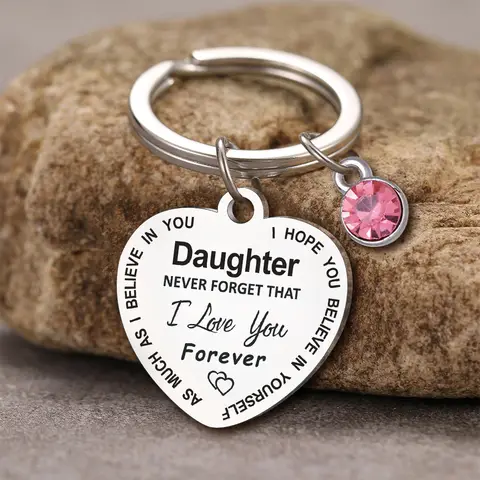 I Love You Heart Shaped Keychain Metal Key Chain Ring Birthday Christmas Farewell Gift For Mom Dad Daughter Son Sister Brother