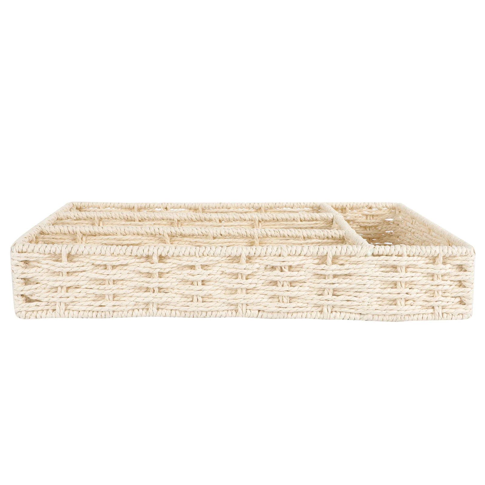 

Compartmentalized Storage Baskets Hand Woven Basket Tea Table Organizer Household Closet Baskets for Shelves Home Storage