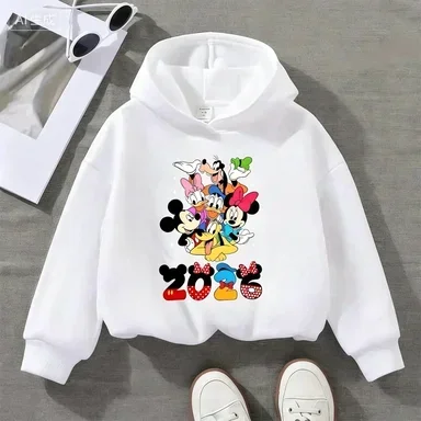 Comfortable Soft Autumn Winter Outdoor Warm Boys' Girls' Hoodies New 2026 Disney Theme Park Travel Mickey Mouse 2026 Children's