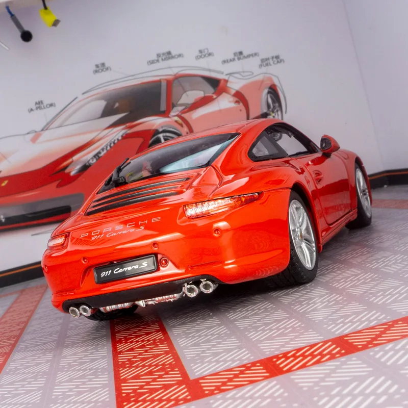 

Растар 1:24 Porsche 911, модель суперкара из сплава Carrera, статический автомобиль, орнамент, подарок, детская игрушечная машина