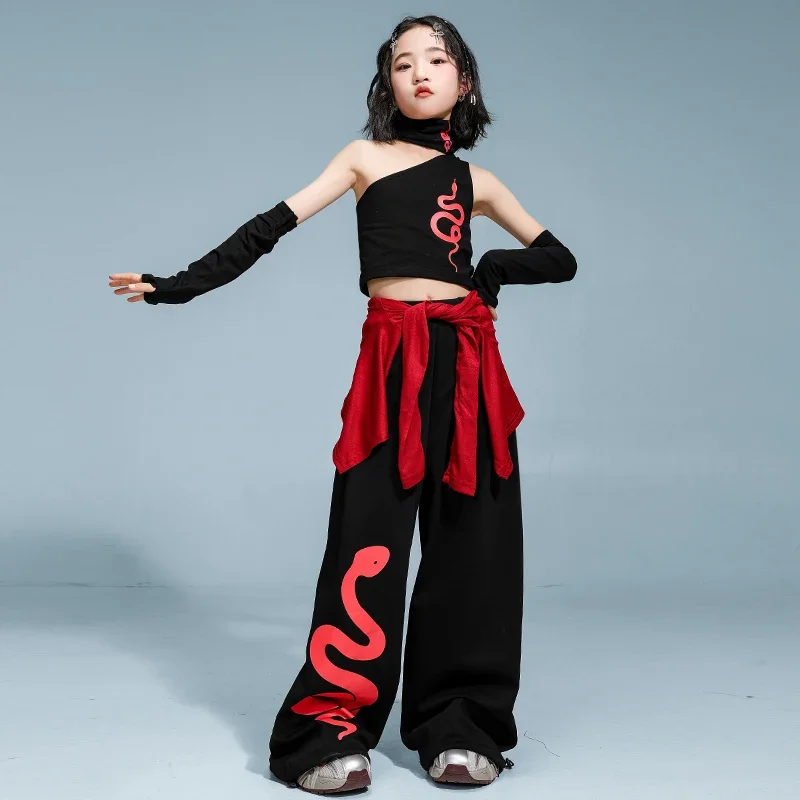 Hip Hop Girls Crop Top Street Dancing Pants Dance Skirts Kids K-pop Streetwear Children Jazz Costumes Girl Group Clothes Set