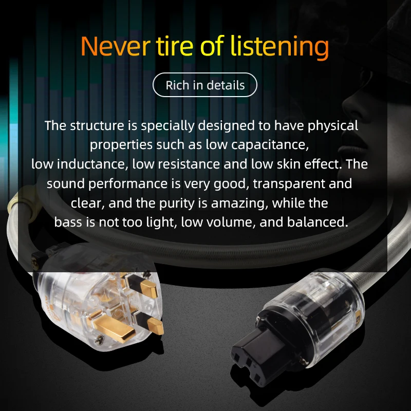ATAUDIO HiFi Power Cable HiFi Audio UK Plug Cable for Amplifier CD Player Power Cables HiFi Audio