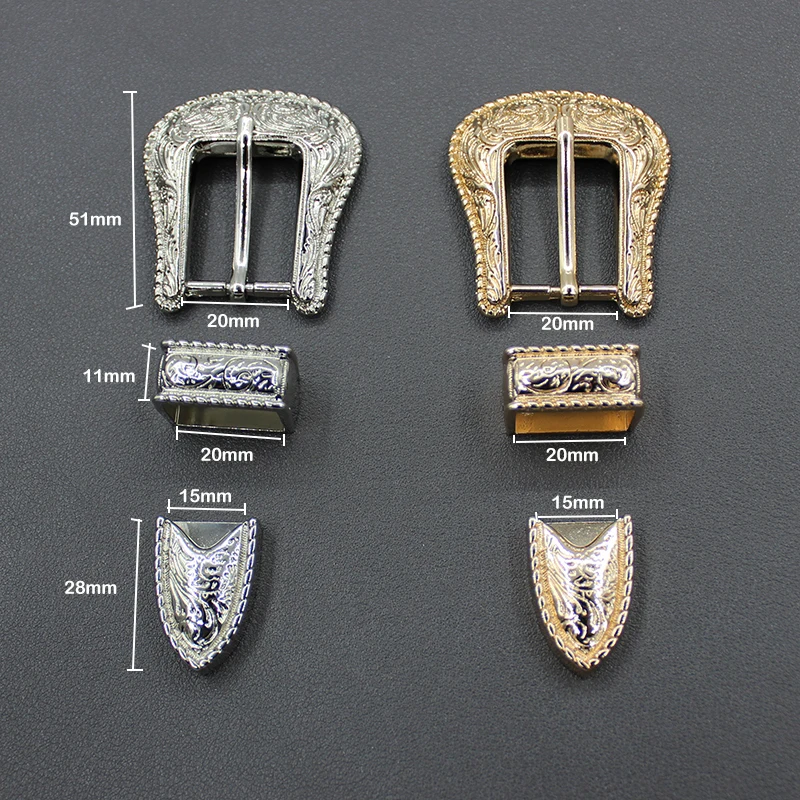 3Piece Suite/1set 20mm Metal Belt Buckle Vintage Carved Alloy Pin buckles Hardware For DIY Clothing Strap Belts Accessories