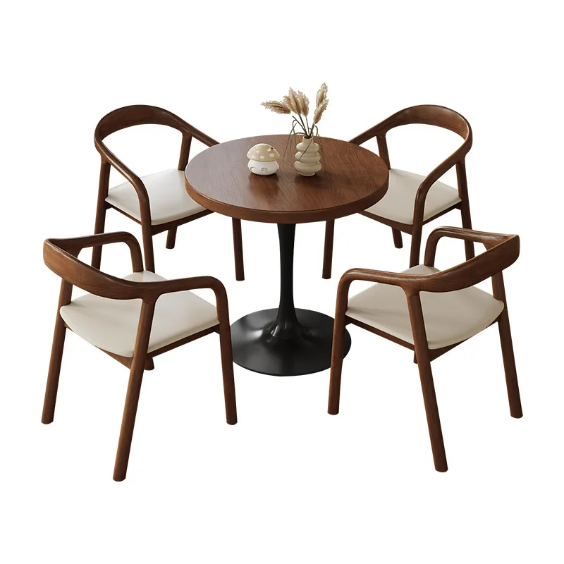 

Chinese solid wood round table household small apartment balcony leisure negotiation