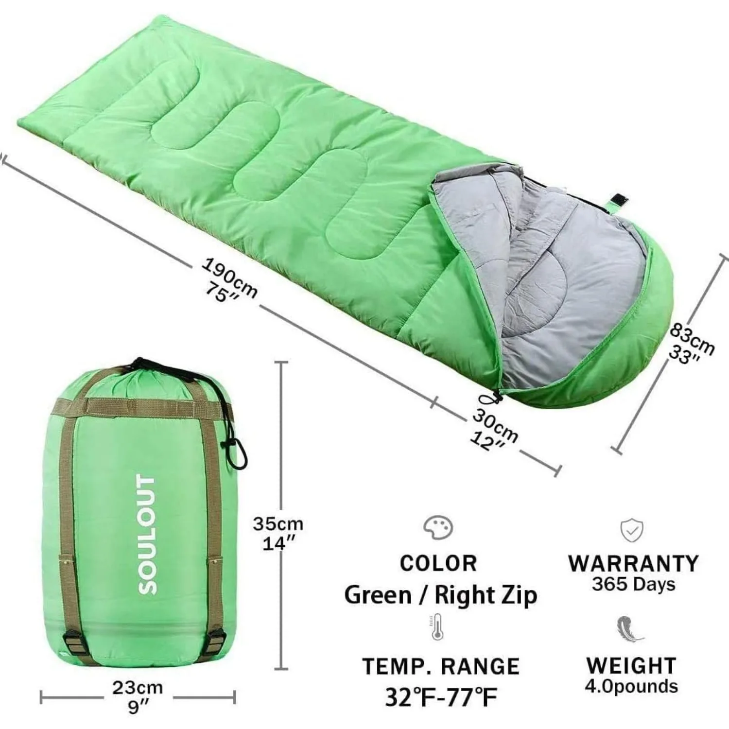 Sleeping Bag,3-4 Seasons Warm Cold Weather Lightweight, Portable Waterproof Sleeping Bag with Compression Sack for Adults