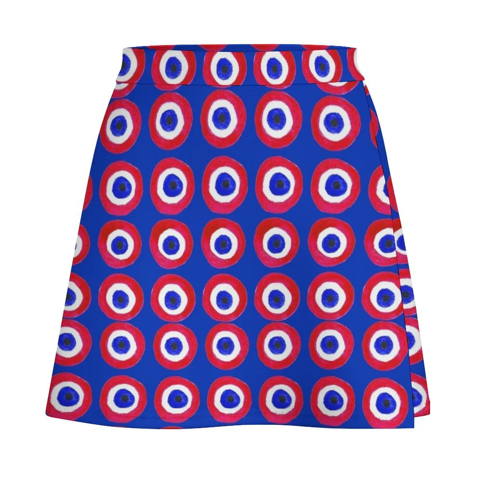 Donut With Evil Eye Amulet Talisman Center - red on blue doughnut Mini Skirt School skirt Female dress