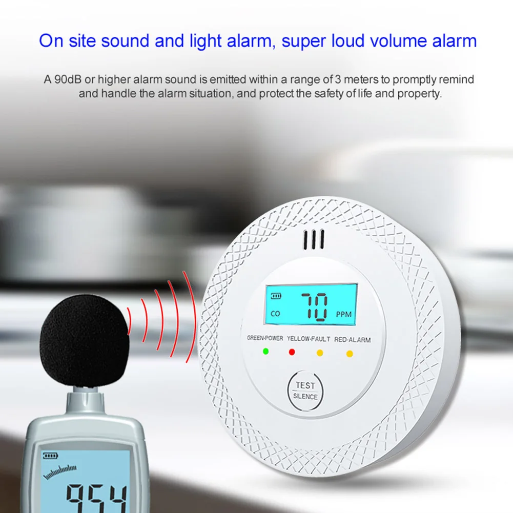 Carbon Monoxide Alarm Detector 85dB High Sensitive Warning Smoke and Carbon Monoxide Detector Alarm with LEDs Battery Powered