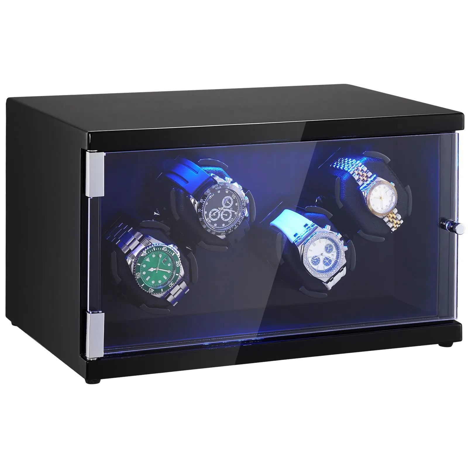 

Watch Winder, Watch Winder For 4 Men's And Women's Automatic Watches, With 2 Super Quiet Japanese Mabuchi Motors, Blue LED