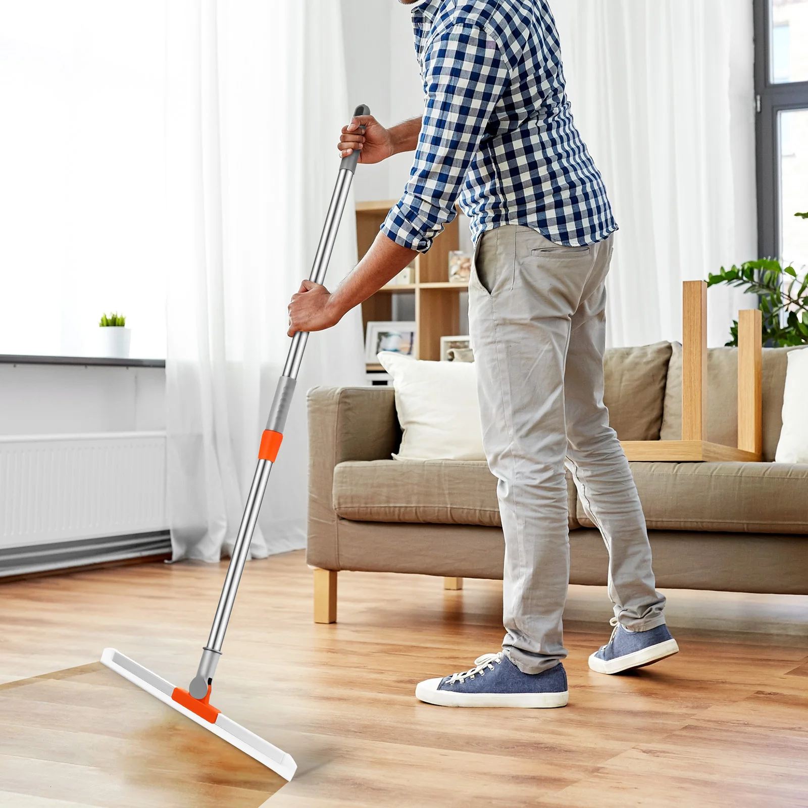 

1pcs Telescopic Silicone Squeegee Adjustable Long Handle For Window Glass Shower Door Floor Tile Windshield Mirror Cleaning