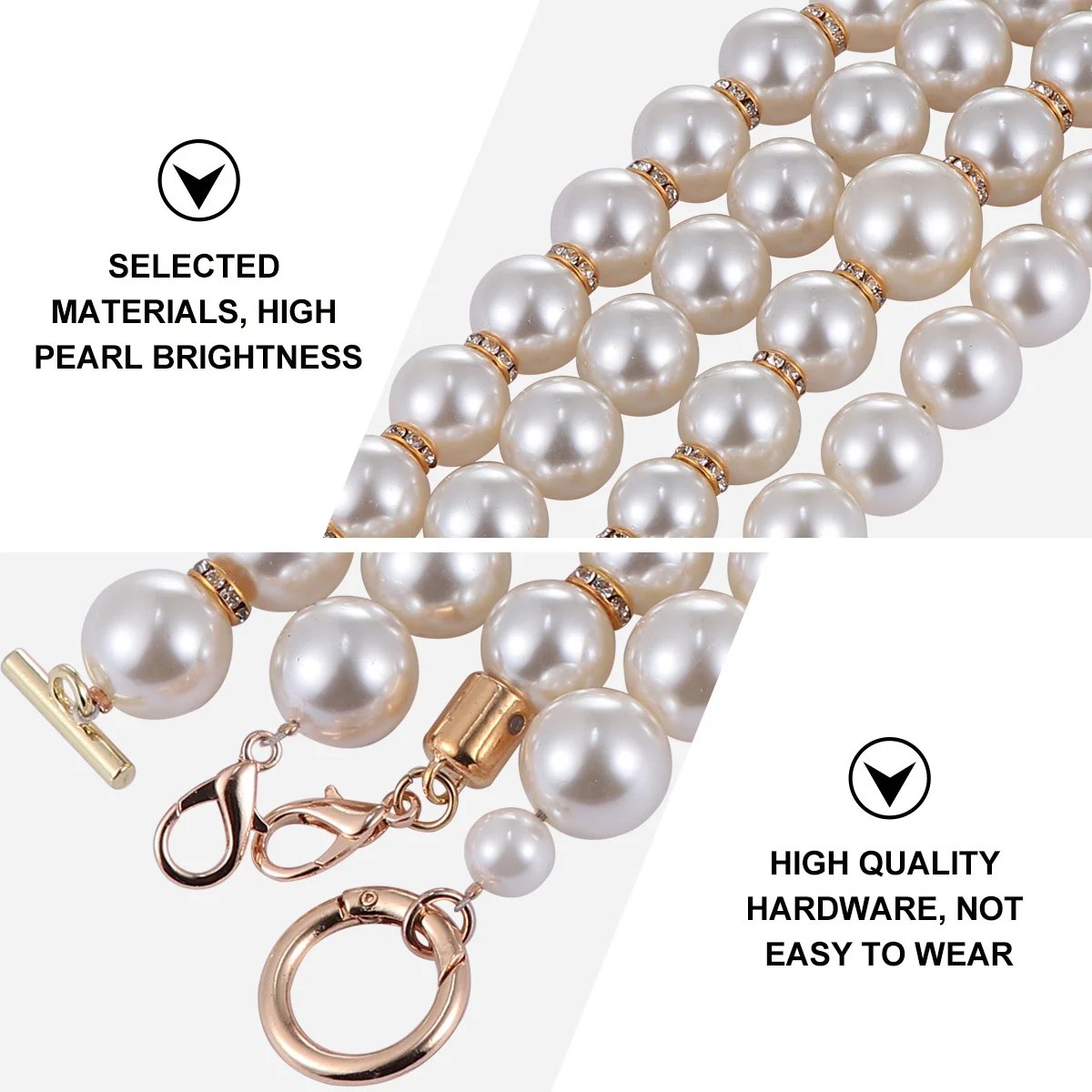 Cadena de bolso de perlas, cadena de Metal de moda duradera y ligera para bolso, accesorio para bolso de hombro, suministro artesanal hecho a mano, 4 Uds.