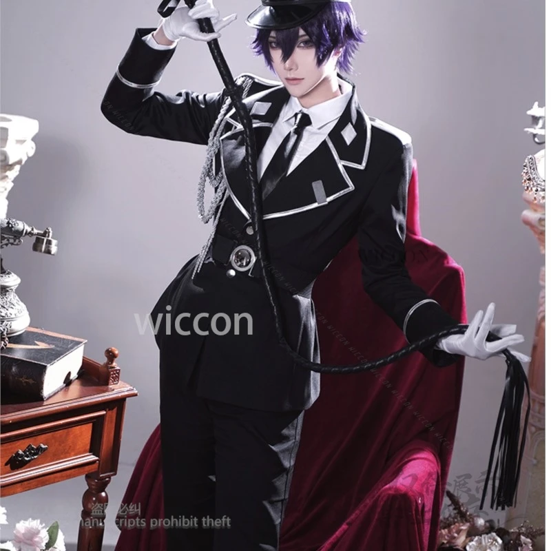 Aki Myojin Anime Cosplay Costume Sweet Punishment Cosplay 2XL Men Handsome Uniform Black Suit Wigs Adult Customized Halloween