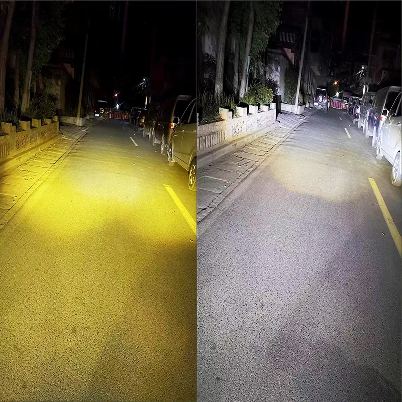 Motorcycle LED Spotlight Dual Color Hi/Low Beam Fog Lamps for Car Trucks SUV UTV 12V 24VMini Lens Headlight Driving Light image 4
