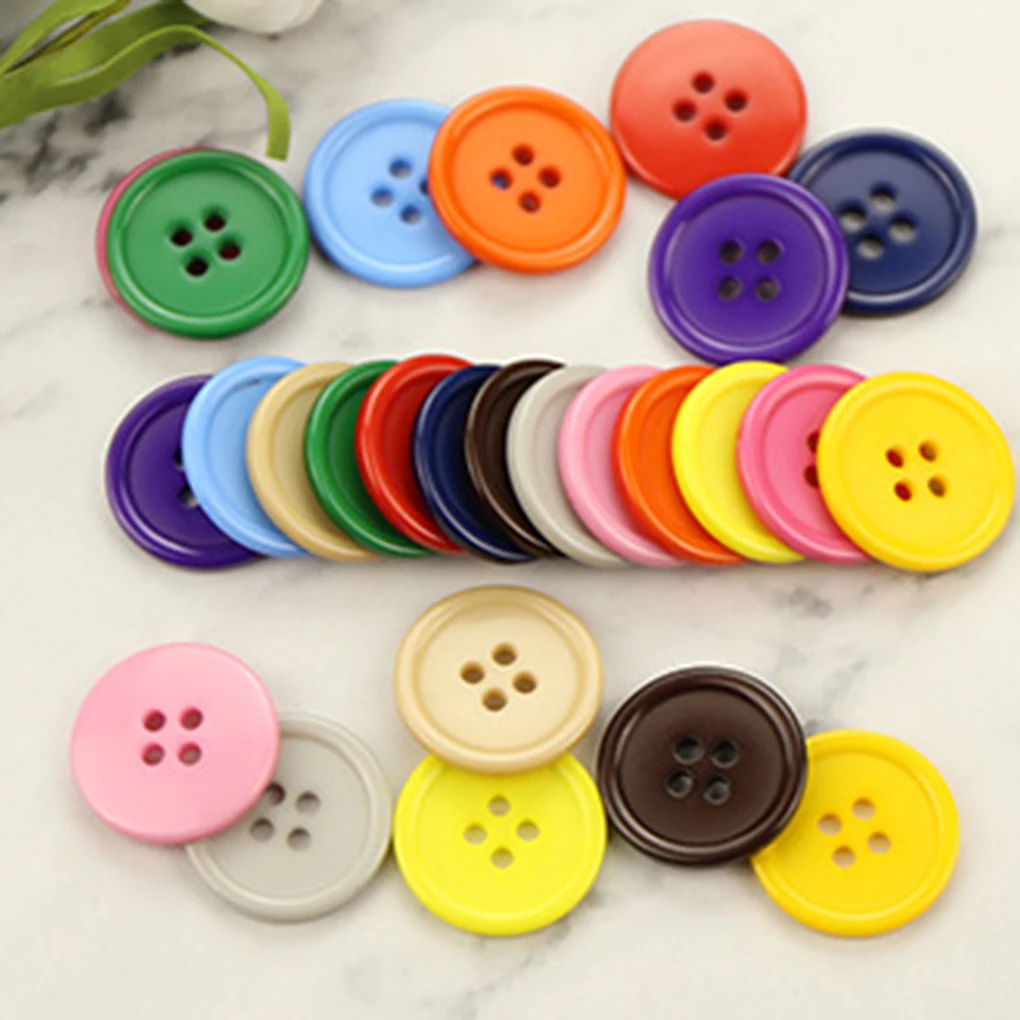 100-Piece Colorful Sewing Buttons Plastic Mixed Color DIY Round 4-Holes Sewing Scrapbooking Buttons