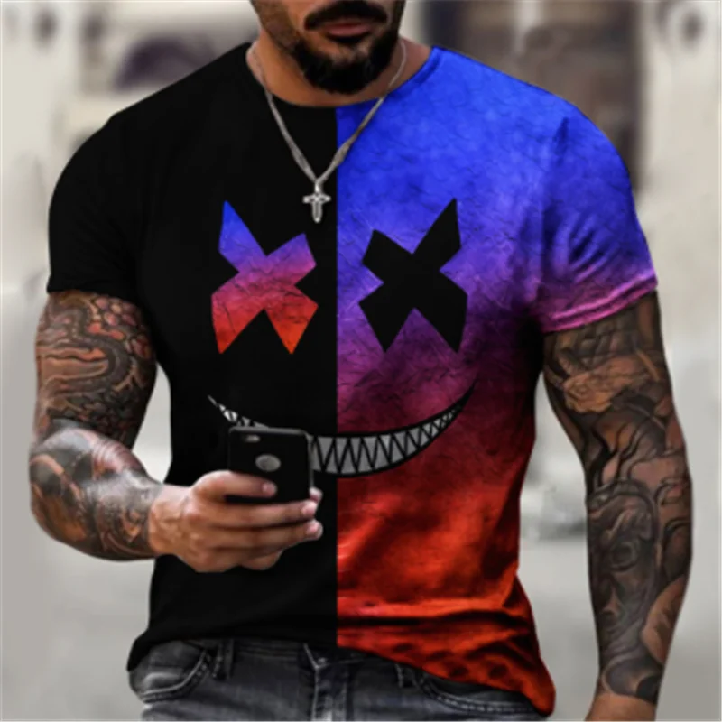 NEW 2024 hot 3D digital multi-expression printed men\'s short-sleeved sports summer T-shirt