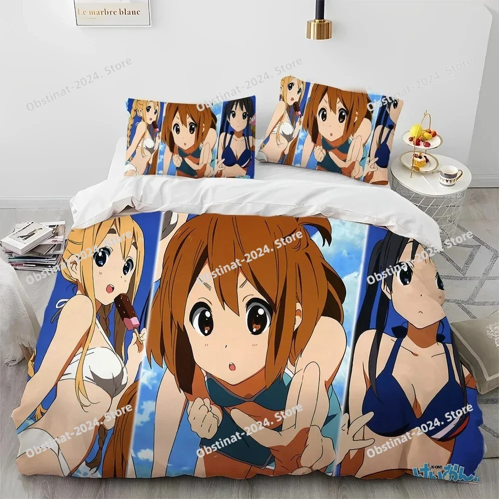 

3D K-ON Cartoon Cute Lolita Kawaii Girls Comforter Bedding Set,Duvet Cover Bed Set Quilt Cover Pillowcase,Queen Size Bedding Set