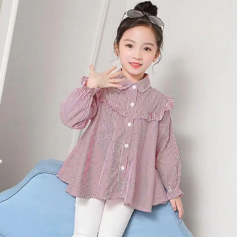 Girls' Long Sleeved Shirt 2026 New Western Style Spring and Autumn Outerwear Thin Shirt Princess Children's Shirt