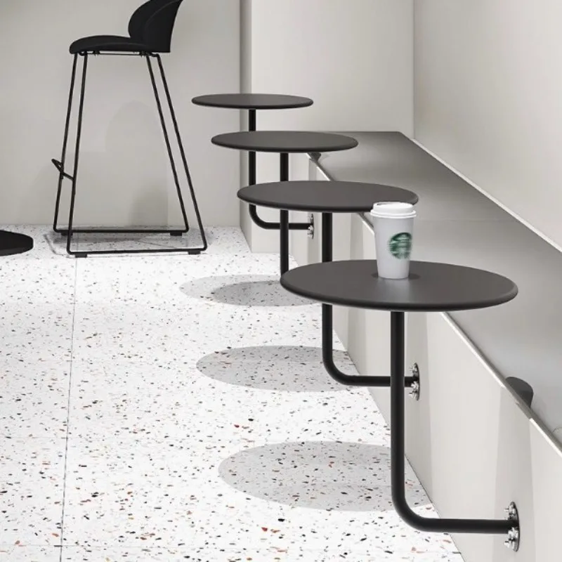 

Internet celebrity simple wall metal small round table wrought iron dessert shop milk tea shop indoor card seat fixed wall