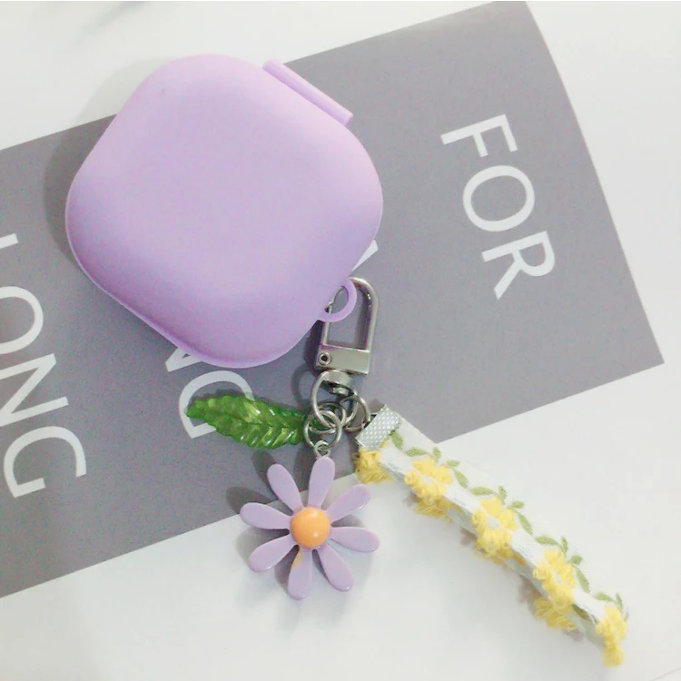 실리콘 키링 이어폰 케이스, 삼성에 적합한 갤럭시 버즈 라이브, 버즈 프로, 버즈 2 커버, 귀여운 피치, 한국