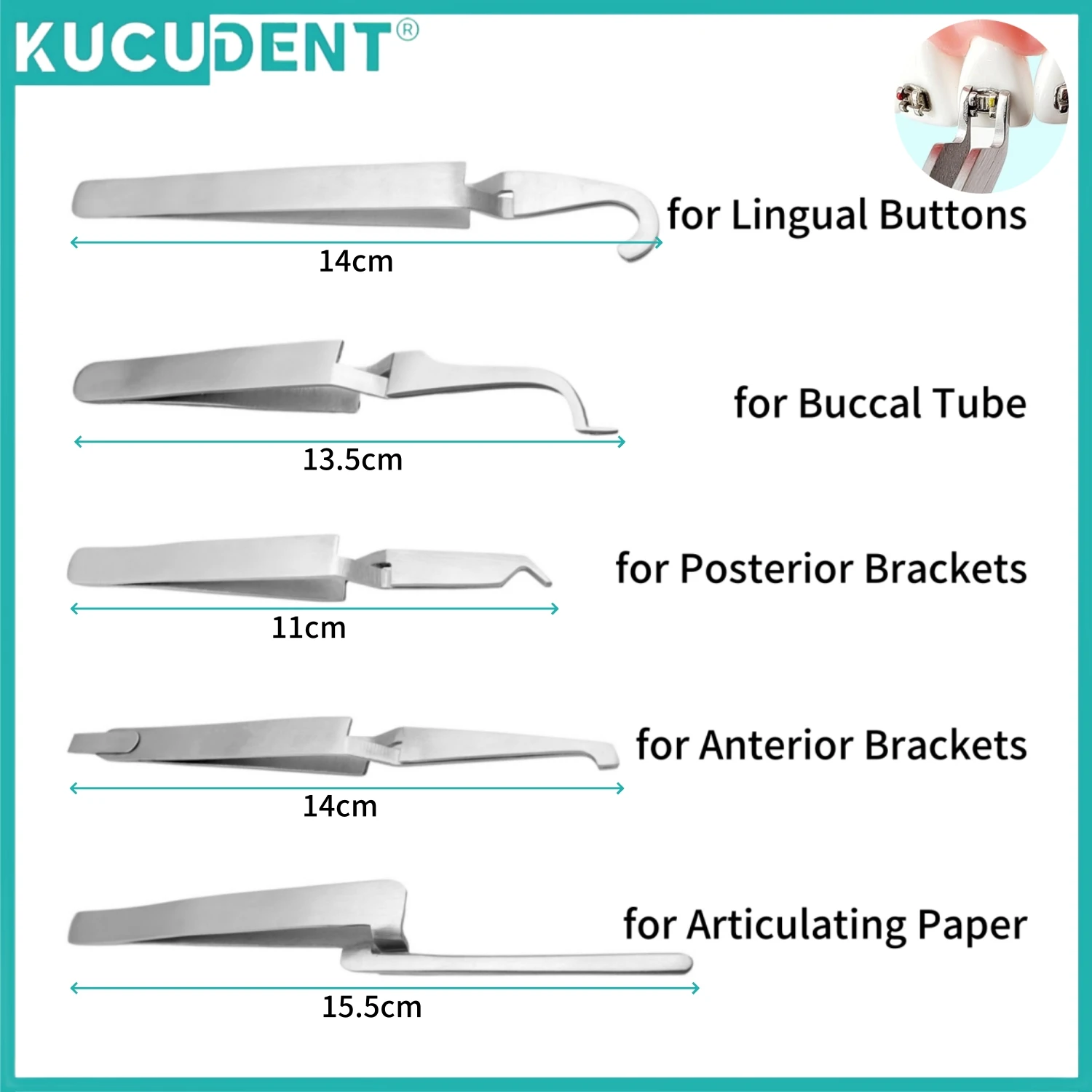 Dental Orthodontic Tweezer for Buccal Tube Posterior Brackets Lingual Buttons Bonding Tweezer Holder Placer Articulating Paper