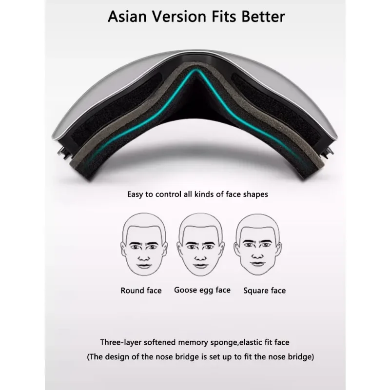 PRIME 남녀공용 마그네틱 스키 고글, 1 초 퀵 체인지 렌즈, 이중 레이어 김서림 방지 스노우보드 스키 안경