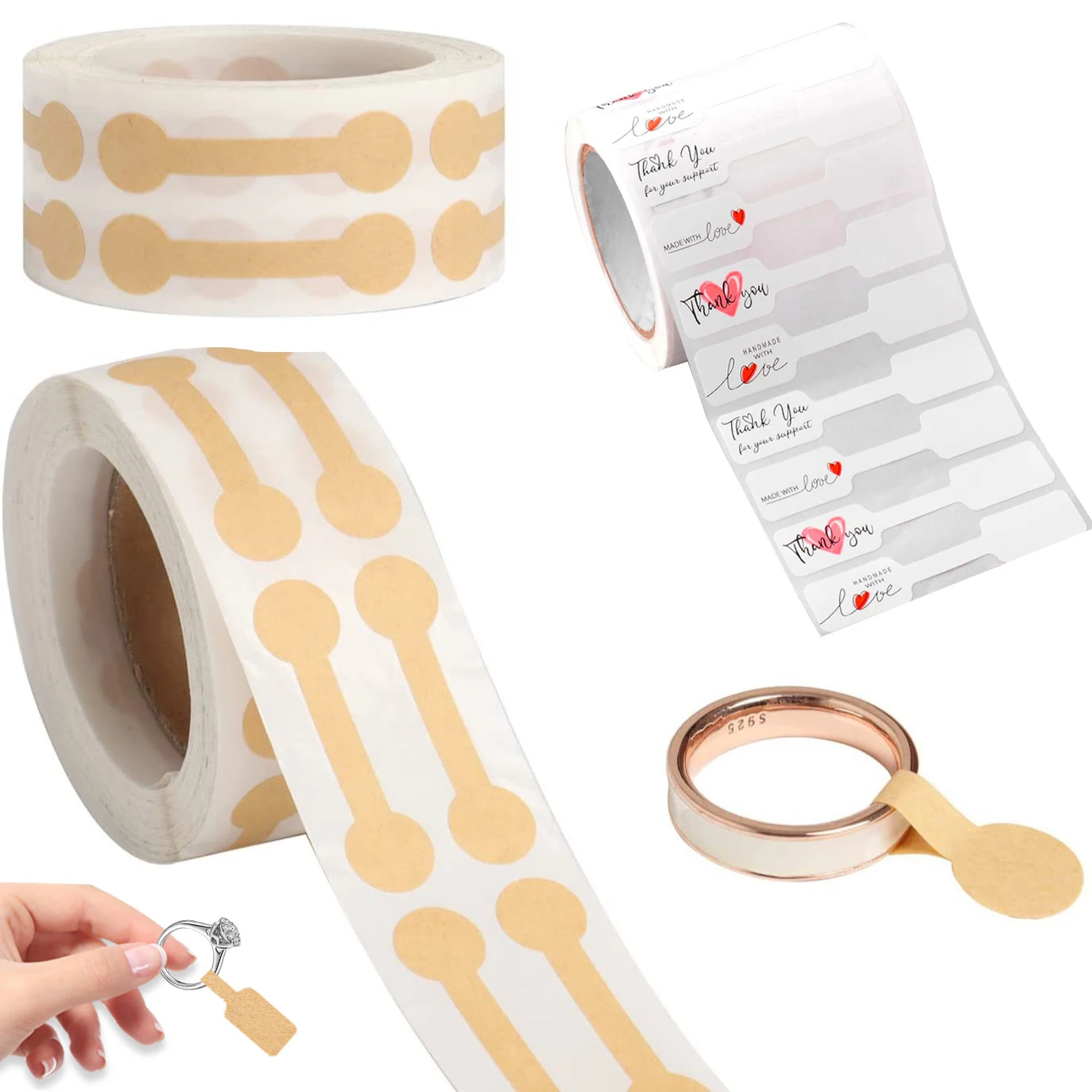 500pcs Paper Self Adhesive Ring Price Tags Stickers Blank Price Labels Hang For Diy Necklace Bracelet Packaging Jewelry Making